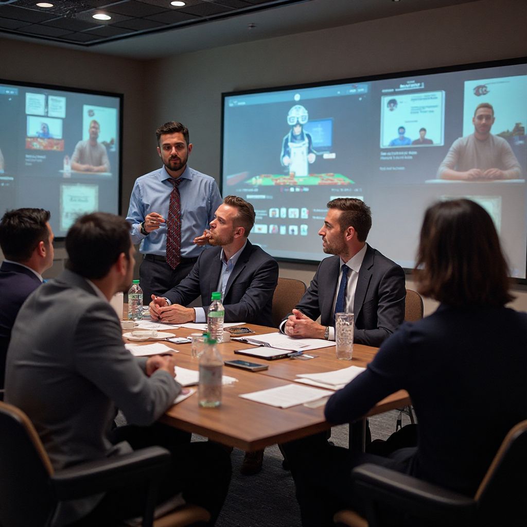 Team meeting planning next exhibition